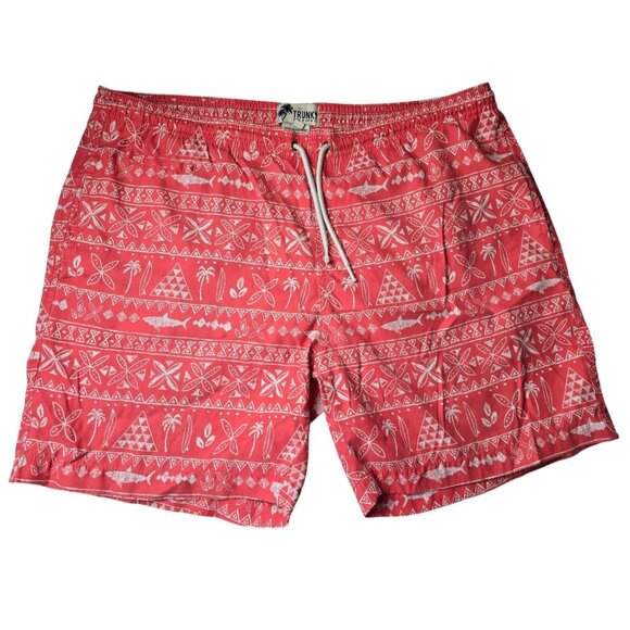 Trunks Surf & Swim Co. Tropical Swim Trunks, Coral Pattern, Size L - Picture 1 of 5